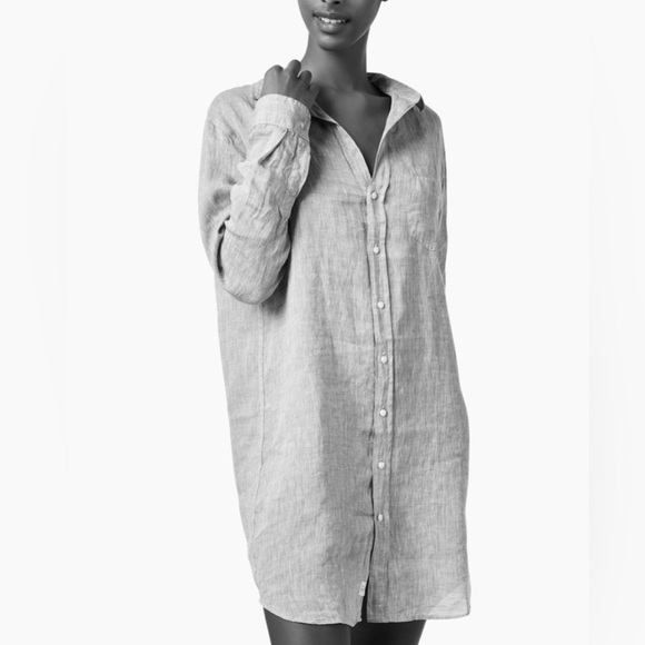 FRANK & EILEEN LIGHTWEIGHT ITALIAN LINEN MARY SHIRT DRESS SIZE XL LIGHT GRAY - Picture 10 of 10